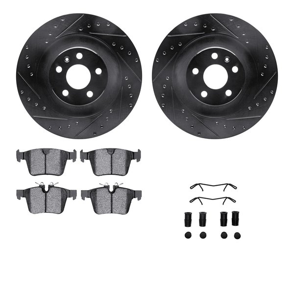 Dynamic Friction Co 8512-27305, Rotors-Drilled and Slotted-Black w/ 5000 Advanced Brake Pads incl. Hardware, Zinc Coated 8512-27305